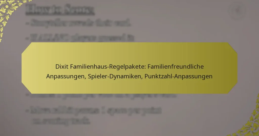 Dixit Familienhaus-Regelpakete: Familienfreundliche Anpassungen, Spieler-Dynamiken, Punktzahl-Anpassungen